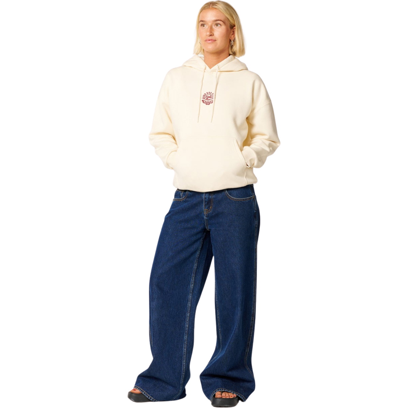 2026 Rip Curl Womens Icons Of Surf Heritage Hoodie 06NWFL - Bone / Dark Plum